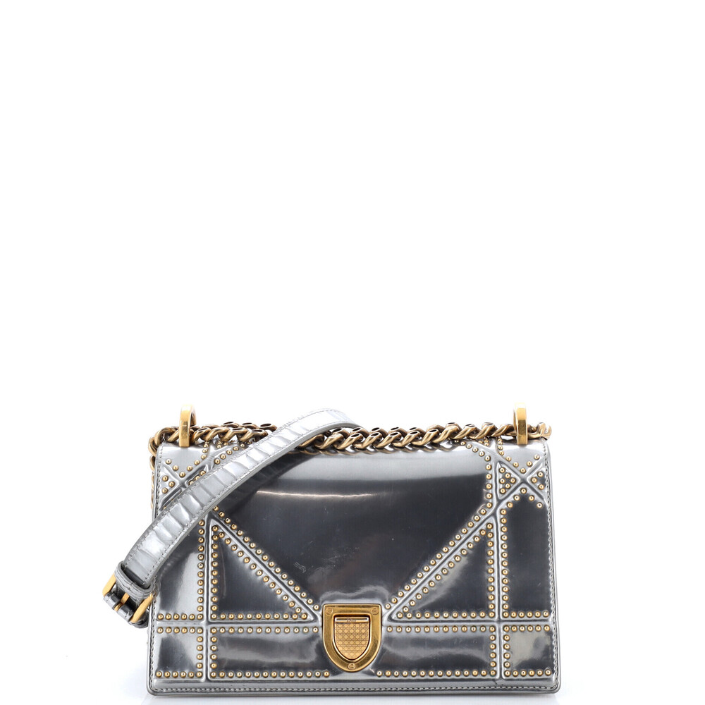 Christian Dior Small Diorama Flap Bag Studded Patent